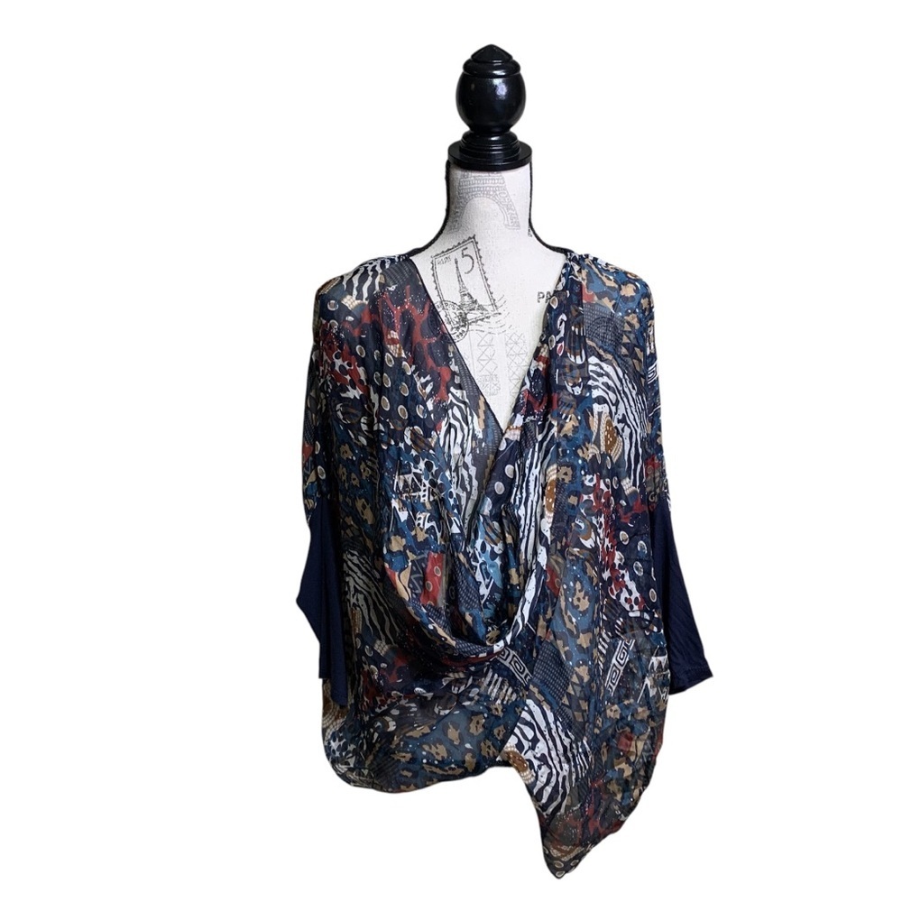 Made In Italy Draped Dolman Sleeve Blouse